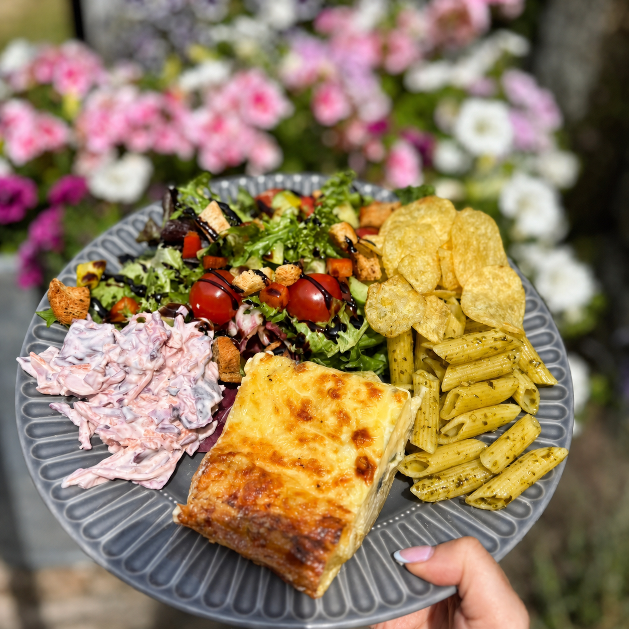 A colourful lunch plate at Aisseford Tea Room