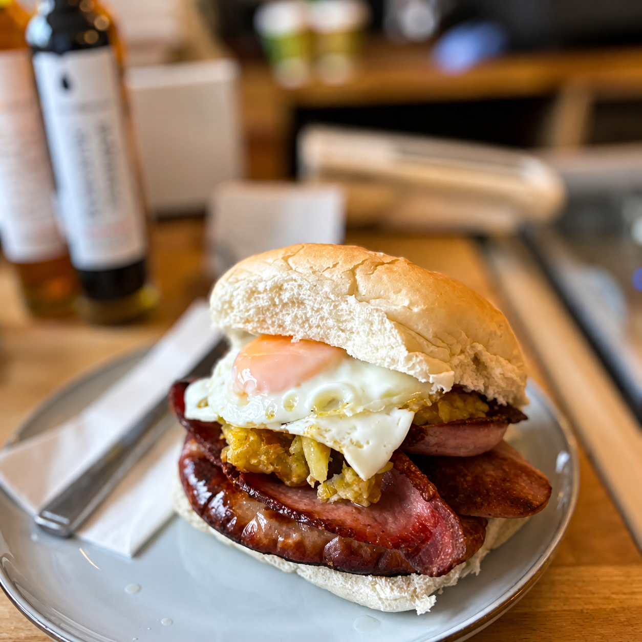 A warm breakfast-style plate