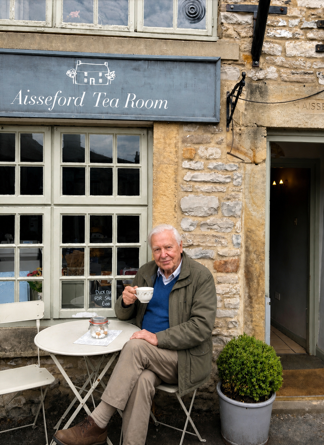 Outdoor tea-room atmosphere at Aisseford Tea Room